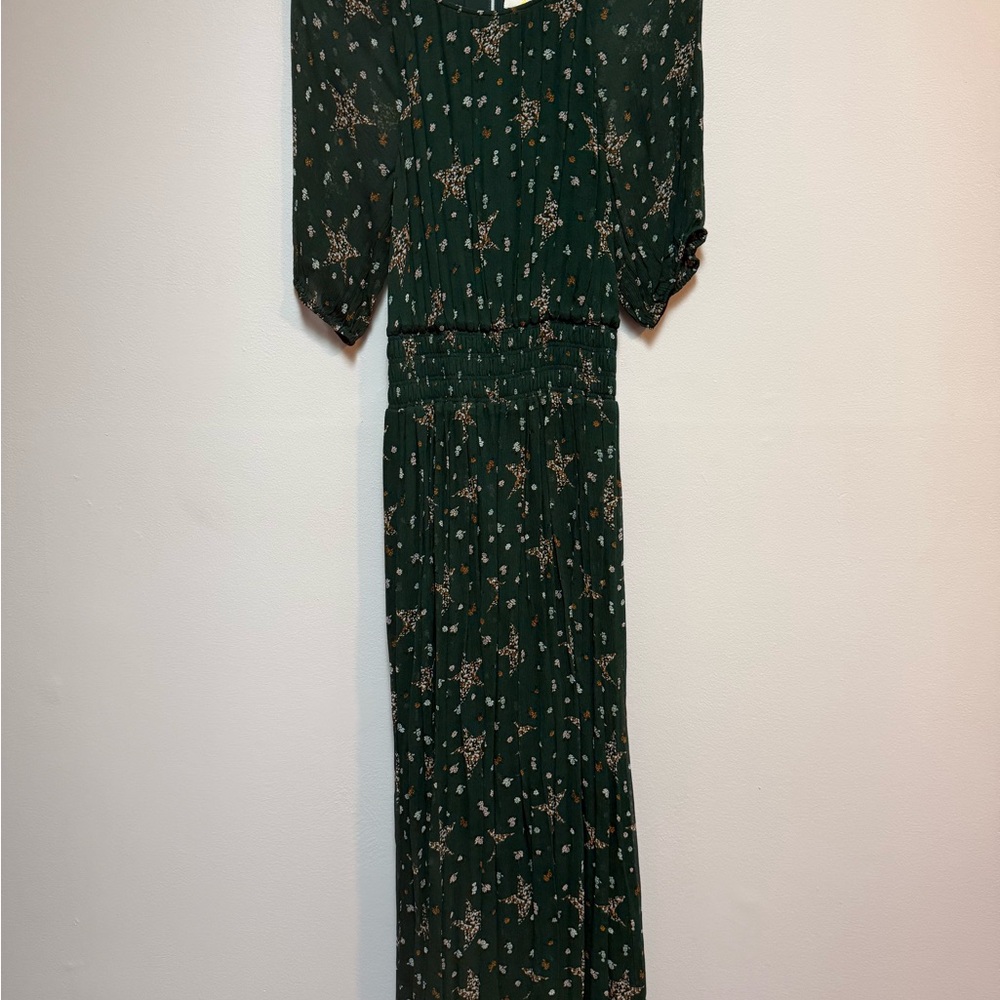 Boden Dark Green Floral Long Sleeve Dress